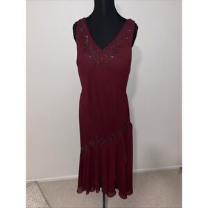 Fiesta Burgundy Dress Size Large 11/12 Asymmetrical Vintage Chiffon Party Dress